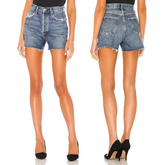 AGOLDE Dee High Rise Denim Shorts Precision Wash Size 27 - Picture 1 of 5